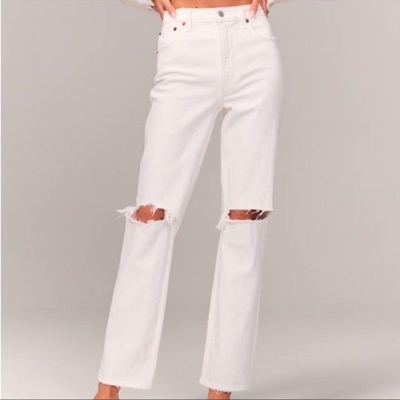 Abercrombie & Fitch White Ultra High Rise 90s Straight Jean Women's Size 34/18 R - Picture 12 of 12